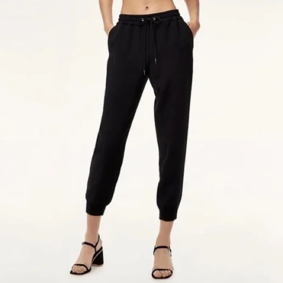 ARITZIA Wilfred Black Buffon Pant Cuffed Ankle Jogger Trousers Size M - Picture 2 of 11